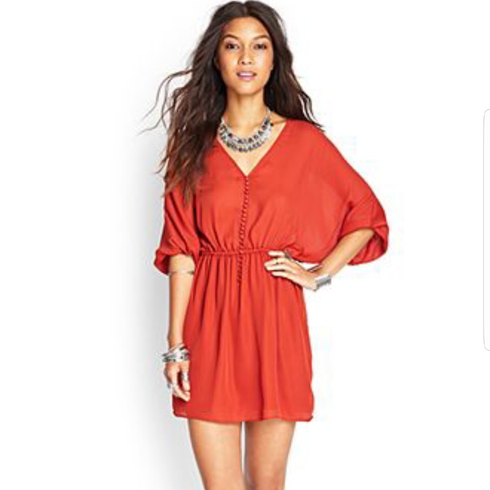 F21 Button fit and flare dress